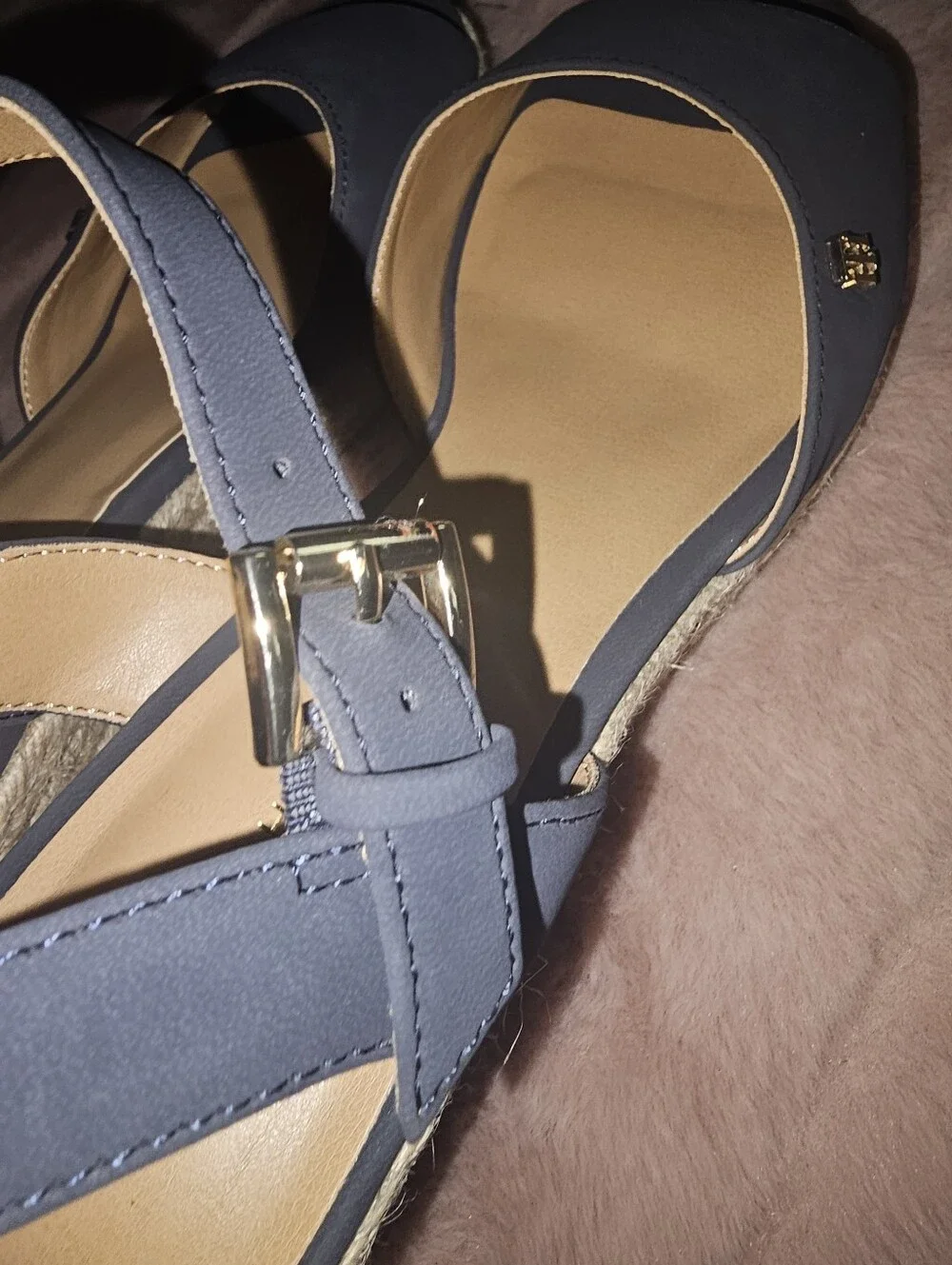 NWOT TOMMY HILFIGER Navy Gallie Ankle Strap Espadrille Wedge - Size 9.5